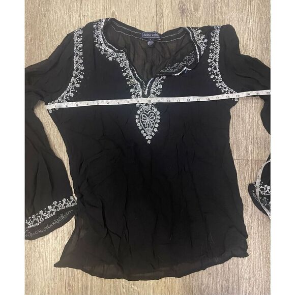 Helen Welsh Large Vintage Gothic Emo 90’s Black Silk Sheer Silver Embellishment - Picture 4 of 6